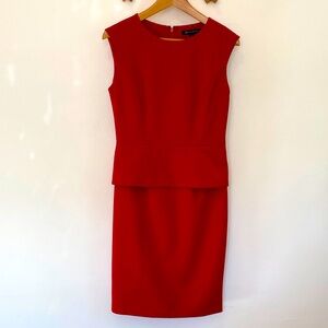 Brooks Brothers Red Wool Blend Peplum Sheath Dress Sz 4